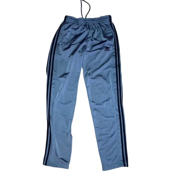 Men s Medium Adidas Track Pants Gray Black Side Stripe Microfleece